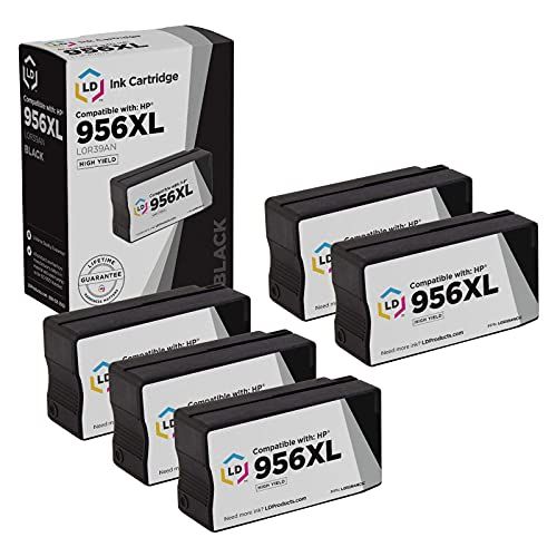  LD Products Compatible Ink Cartridge Replacement for HP 956XL 956 XL L0R39AN High Yield (Black, 5-Pack)