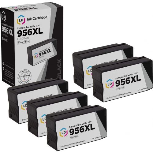  LD Products Compatible Ink Cartridge Replacement for HP 956XL 956 XL L0R39AN High Yield (Black, 5-Pack)