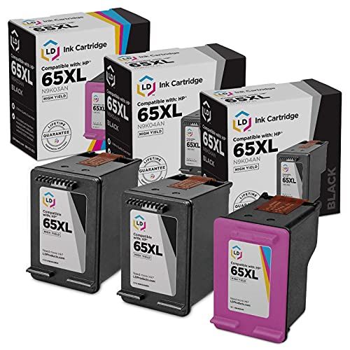  LD Products LD Remanufactured Ink Cartridge Replacements for HP 65 65XL High Yield (2 Black, 1 Color, 3-Pack)