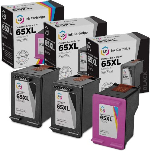  LD Products LD Remanufactured Ink Cartridge Replacements for HP 65 65XL High Yield (2 Black, 1 Color, 3-Pack)