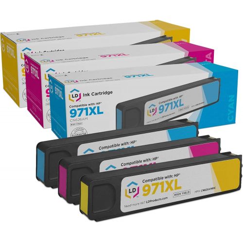  LD Products LD Remanufactured Ink Cartridge Replacement for HP 971XL High Yield (Cyan, Magenta, Yellow, 3-Pack)