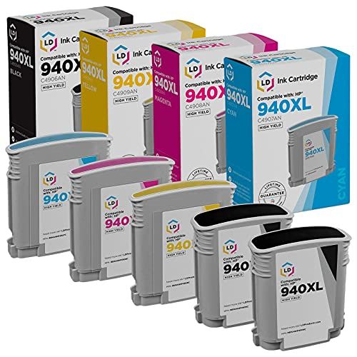  LD Products LD Remanufactured Ink Cartridge Replacement for HP 940XL High Yield (2 Black, 1 Cyan, 1 Magenta, 1 Yellow, 5-Pack)