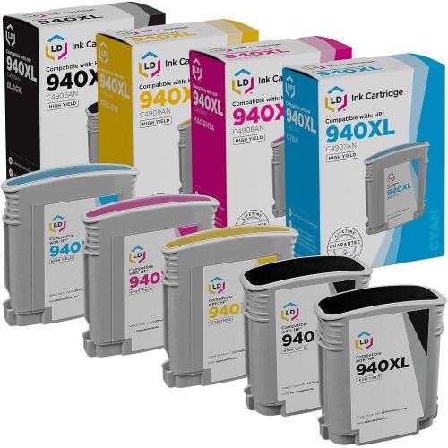  LD Products LD Remanufactured Ink Cartridge Replacement for HP 940XL High Yield (2 Black, 1 Cyan, 1 Magenta, 1 Yellow, 5-Pack)