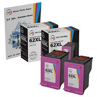 LD Products LD Remanufactured Ink Cartridge Replacements for HP 62XL C2P07AN High Yield (Color, 2-Pack)