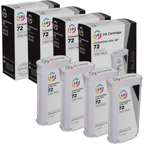  LD Products LD Remanufactured Ink Cartridge Replacement for HP 72 C9403A High Yield (Matte Black, 4-Pack)