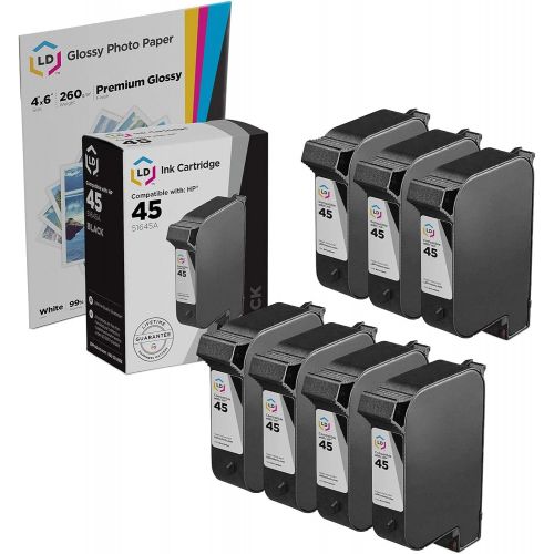  LD Products LD Remanufactured Ink Cartridge Replacements for HP 45 51645A (Black, 7-Pack)