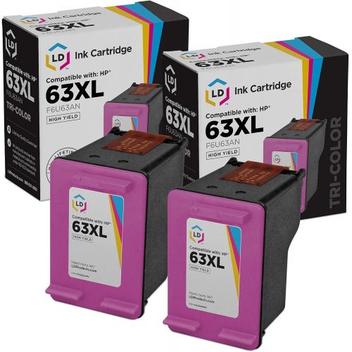  LD Products LD Remanufactured Ink Cartridge Replacement for HP 63XL F6U63AN High Yield (Color, 2-Pack)