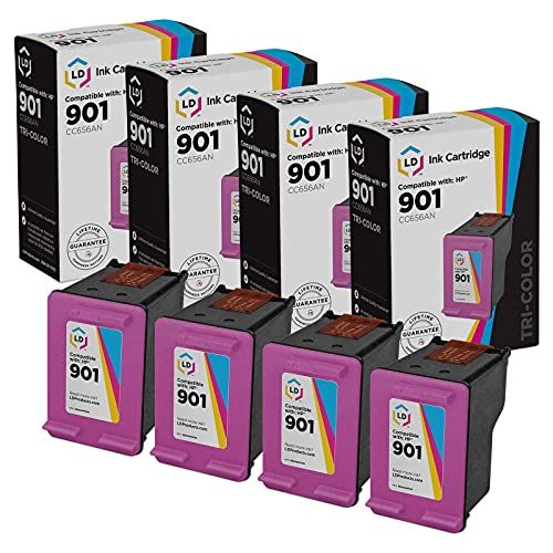 LD Products LD Remanufactured Ink Cartridge Replacement for HP 901 CC656AN (Color, 4-Pack)
