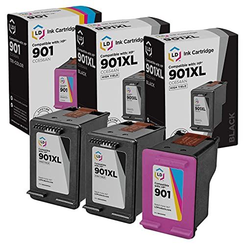  LD Products LD Remanufactured Ink Cartridge Replacement for HP 901XL & 901 High Yield (2 Black, 1 Color, 3-Pack)