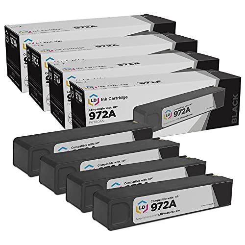  LD Products LD Compatible Ink Cartridge Replacements for HP 972A F6T80AN (Black, 4-Pack)