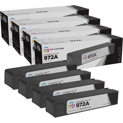  LD Products LD Compatible Ink Cartridge Replacements for HP 972A F6T80AN (Black, 4-Pack)