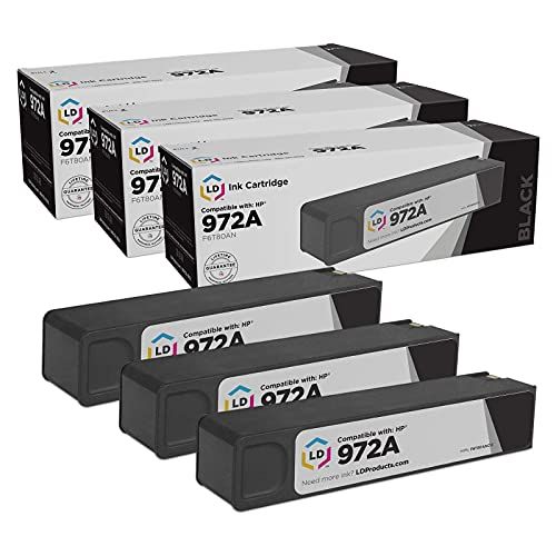  LD Products LD Compatible Ink Cartridge Replacement for HP 972A F6T80AN (Black, 3-Pack)