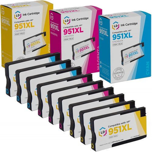  LD Products LD Remanufactured Ink Cartridge Replacement for HP 951XL High Yield (3 Cyan, 3 Magenta, 3 Yellow, 9-Pack)