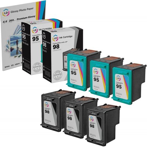  LD Products LD Remanufactured Ink Cartridge Replacements for HP 98 & HP 95 (3 Black, 3 Color, 6-Pack)