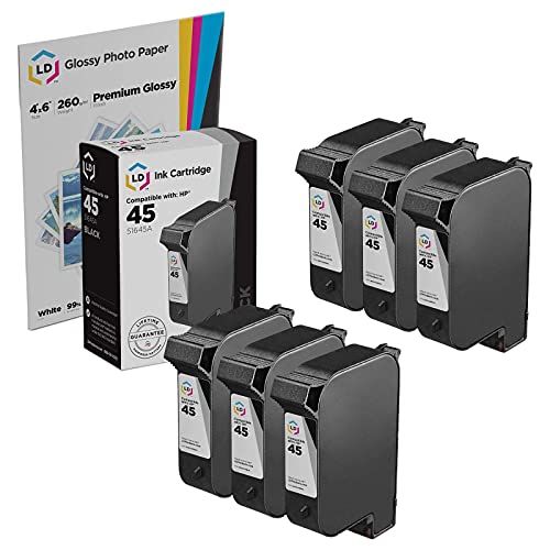  LD Products LD Remanufactured Ink Cartridge Replacements for HP 45 51645A (Black, 6-Pack)