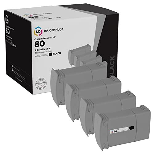  LD Products LD Remanufactured Ink Cartridge Replacements for HP 80 C4871A (Black, 4-Pack)