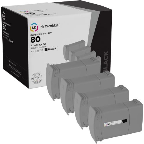  LD Products LD Remanufactured Ink Cartridge Replacements for HP 80 C4871A (Black, 4-Pack)