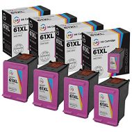 LD Products LD Remanufactured Ink Cartridge Replacement for HP 61XL CH564WN High Yield (Tri Color, 4-Pack)