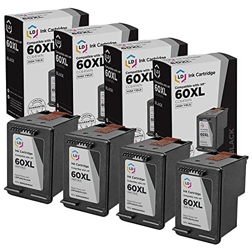  LD Products LD Remanufactured Ink Cartridge Printer Replacements for HP 60XL CC641WN High Yield (Black, 4-Pack)