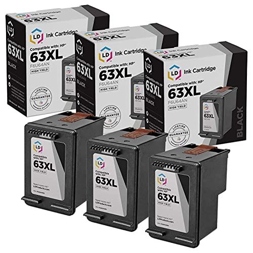  LD Products LD Remanufactured Ink Cartridge Replacement for HP 63XL F6U64AN High Yield (Black, 3-Pack)