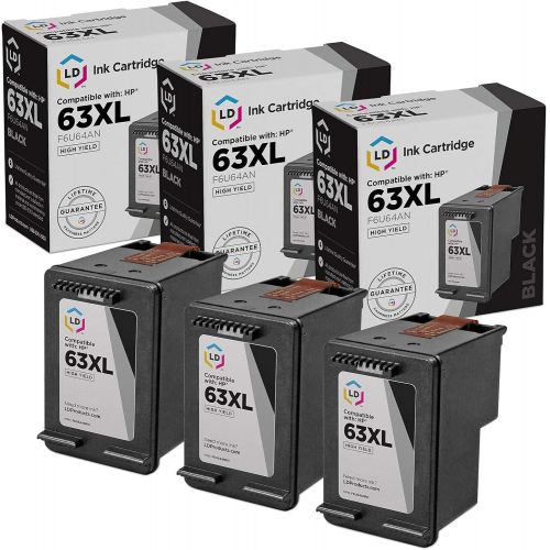  LD Products LD Remanufactured Ink Cartridge Replacement for HP 63XL F6U64AN High Yield (Black, 3-Pack)