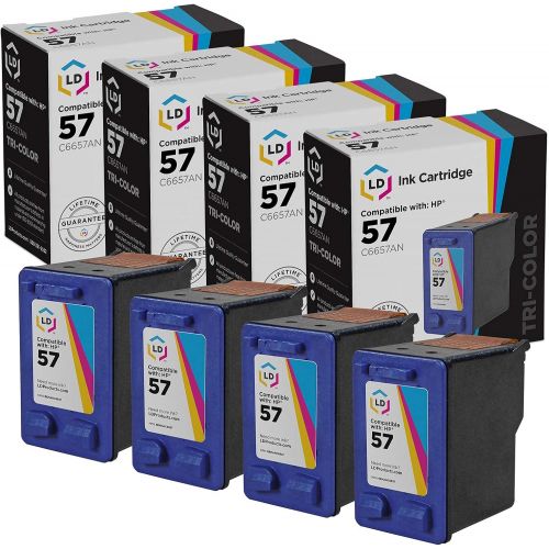  LD Products LD Remanufactured Ink Cartridge Replacement for HP 57 C6657AN (Color, 4-Pack)