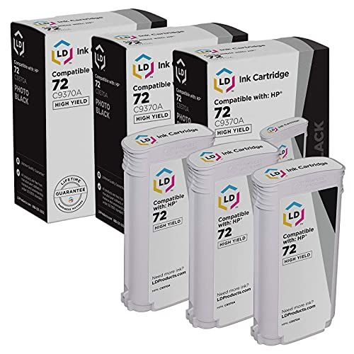  LD Products LD Remanufactured Ink Cartridge Replacement for HP 72 C9370A High Yield (Photo Black, 3-Pack)
