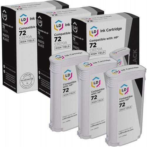  LD Products LD Remanufactured Ink Cartridge Replacement for HP 72 C9370A High Yield (Photo Black, 3-Pack)