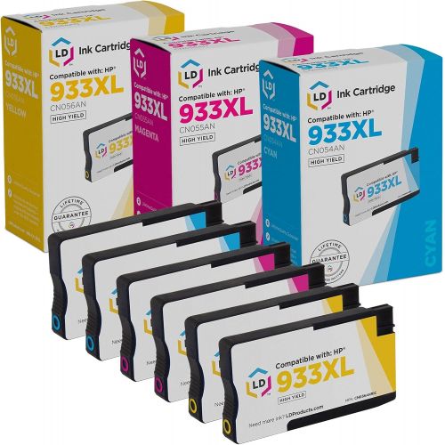  LD Products LD Compatible Ink Cartridge Replacement for HP 933XL High Yield (2 Cyan, 2 Magenta, 2 Yellow, 6-Pack)