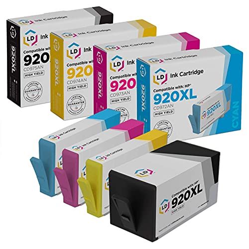  LD Products LD Compatible Ink Cartridge Replacements for HP 920XL High Yield (1 Black, 1 Cyan, 1 Magenta, 1 Yellow, 4-Pack)