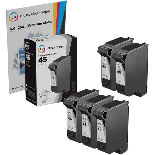  LD Products LD Remanufactured Ink Cartridge Replacements for HP 45 51645A (Black, 5-Pack)