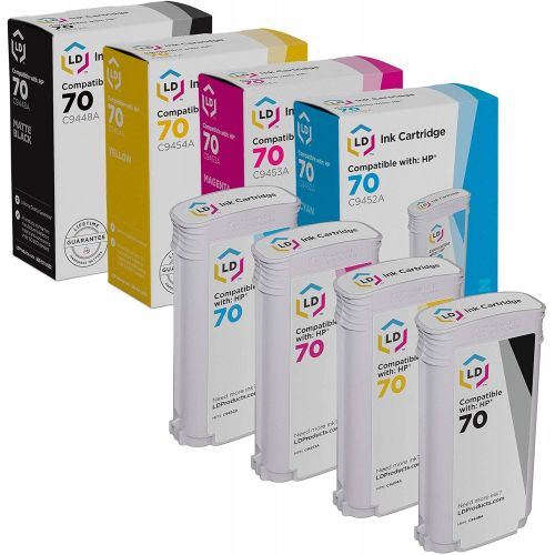  LD Products LD Remanufactured Ink Cartridge Replacement for HP 70 (Matte Black, Cyan, Magenta, Yellow, 4-Pack)