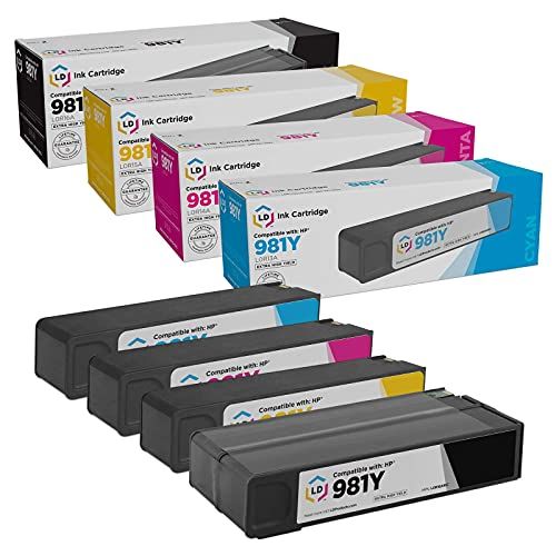  LD Products LD Remanufactured Ink Cartridge Replacement for HP 981Y Extra High Yield (1 Black, 1 Cyan, 1 Magenta, 1 Yellow, 4-Pack)