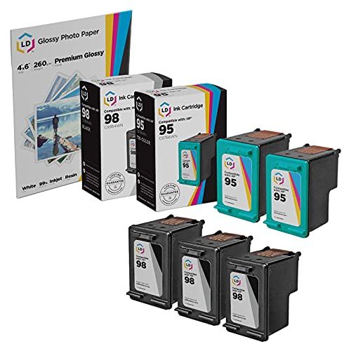  LD Products Remanufactured Ink Cartridge Replacements for HP 98 & HP 95 (3 C9364WN Black, 2 C8766WN Color, 5-Pack)