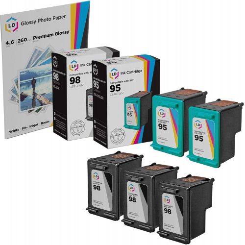 LD Products Remanufactured Ink Cartridge Replacements for HP 98 & HP 95 (3 C9364WN Black, 2 C8766WN Color, 5-Pack)