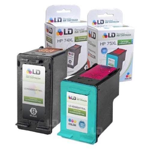  LD Products LD Remanufactured Ink Cartridge Replacements for HP 74XL & HP 75XL High Yield (1 Black, 1 Tri-Color, 2-Pack)