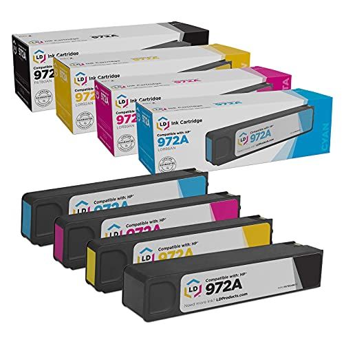  LD Products Compatible Ink Cartridge Replacements for HP 972A (1 Black, 1 Cyan, 1 Magenta, 1 Yellow, 4-Pack) for use in PageWide Pro 352dw, 377dw, 452dn, 452dw, 477dn, 477dw, 552dw