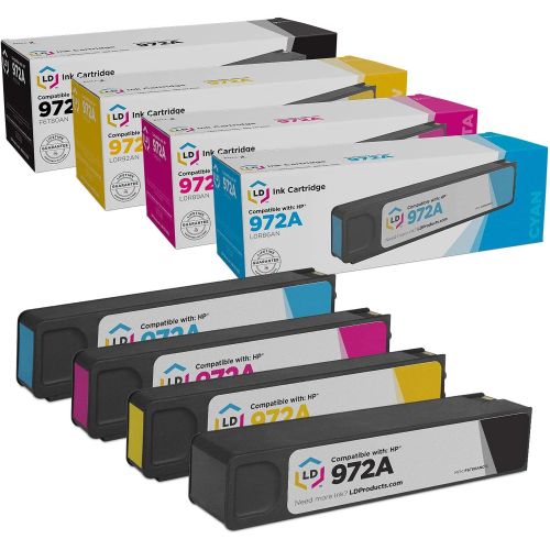  LD Products Compatible Ink Cartridge Replacements for HP 972A (1 Black, 1 Cyan, 1 Magenta, 1 Yellow, 4-Pack) for use in PageWide Pro 352dw, 377dw, 452dn, 452dw, 477dn, 477dw, 552dw