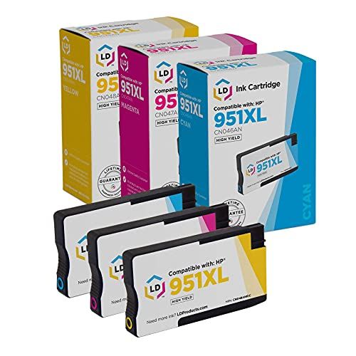  LD Products LD Remanufactured Ink Cartridge Replacement for HP 951XL High Yield (1 Cyan, 1 Magenta, 1 Yellow, 3-Pack)