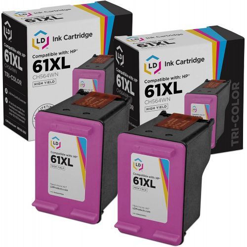  LD Products LD Remanufactured Ink Cartridge Replacement for HP 61XL CH564WN High Yield (Tri Color, 2-Pack)