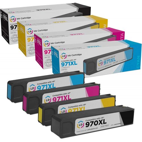  LD Products LD Remanufactured Ink Cartridge Replacements for HP 970XL & HP 971XL High Yield (Black, Cyan, Magenta, Yellow, 4-Pack)