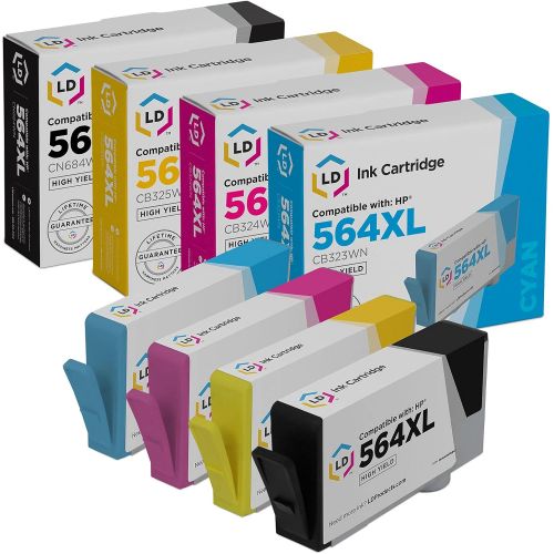  LD Products LD Remanufactured Ink Cartridge Replacement for HP 564XL High Yield (1 Black, 1 Cyan, 1 Magenta, 1 Yellow, 4-Pack)