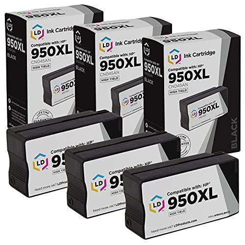  LD Products LD Compatible-Ink-Cartridge Replacement for HP 950XL CN045AN High Yield (Black, 3-Pack)