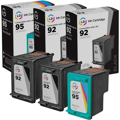  LD Products Remanufactured Ink Cartridge Replacements for HP 92 & HP 95 (2 C9362WN Black, 1 C8766WN Color, 3-Pack) for use in Office Jet 6304, 6305, 6307, 6308, 6310, 6310v, 6310xi