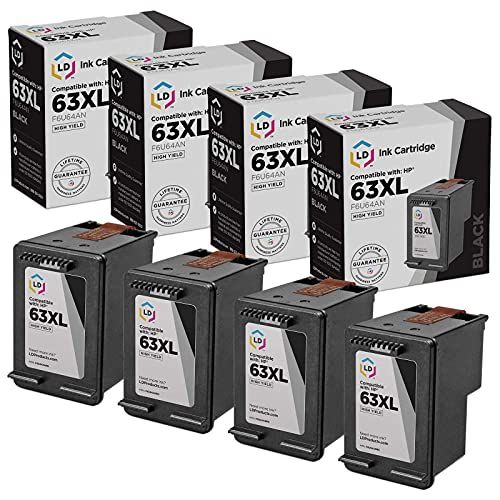  LD Products LD Remanufactured Ink Cartridge Replacement for HP 63XL F6U64AN High Yield (Black, 4-Pack)