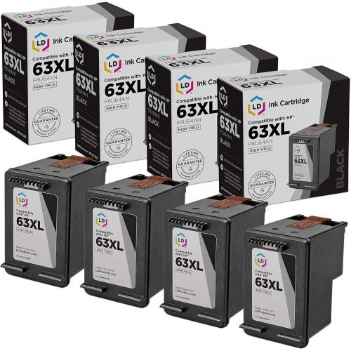  LD Products LD Remanufactured Ink Cartridge Replacement for HP 63XL F6U64AN High Yield (Black, 4-Pack)