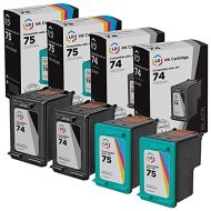 LD Products LD Remanufactured Ink Cartridge Printer Replacements for HP 74 & HP 75 (2 Black, 2 Color, 4-Pack)