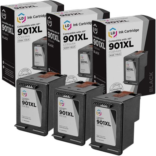  LD Products LD Remanufactured Ink Cartridge Replacement for HP 901 CC653AN (Black, 3-Pack)