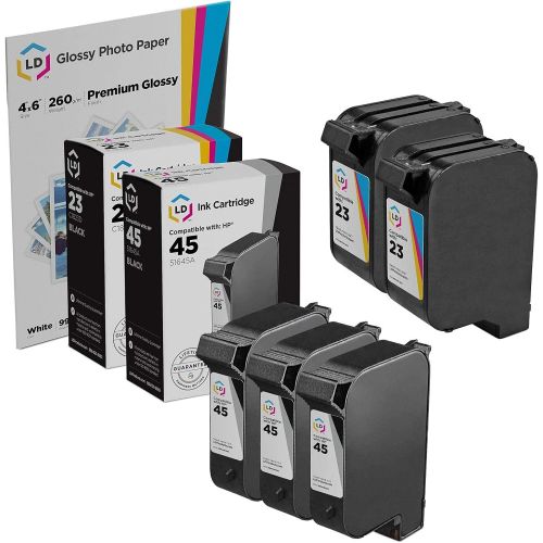  LD Products LD Remanufactured Ink Cartridge Replacements for HP 45 & HP 23 (3 Black, 2 Color, 5-Pack)
