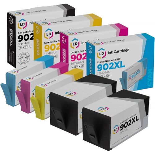  LD Products LD Compatible Ink Cartridge Replacements for HP 902XL 902 XL High Yield (2 Black, 1 Cyan, 1 Magenta, 1 Yellow, 5-Pack)